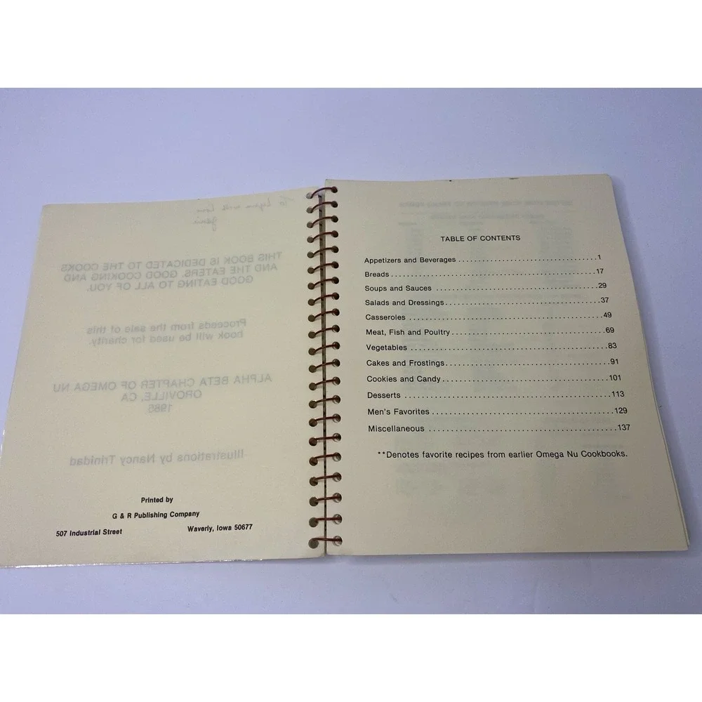 Nuggets Of Gold From‎ Omega Nu Oroville California 1985 Spiral Cook Book Recipes